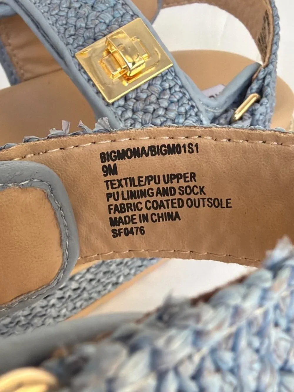 Steve Madden Blue Bigmona Platforms Raffia Sandals Women Size 9